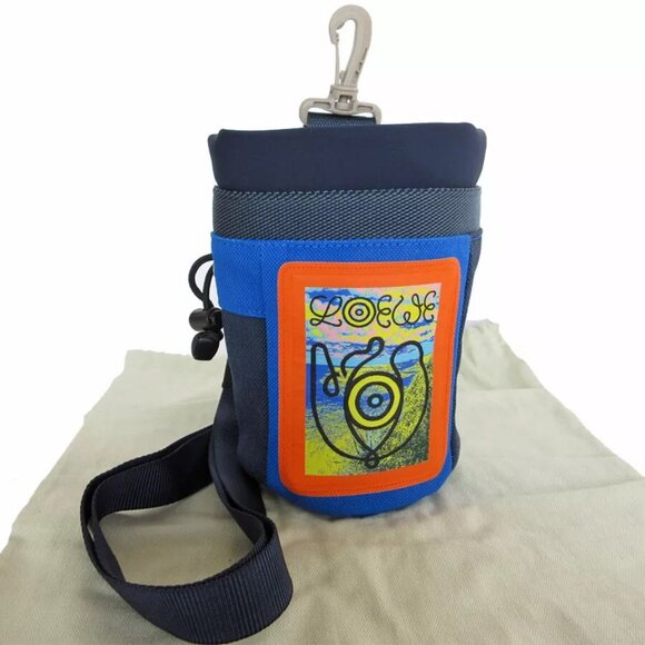Auth LOEWE Crossbody Shoulder Bag navy blue/multicolor canvas s